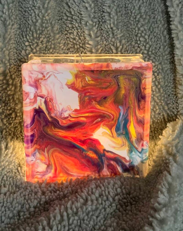 Glass art with fairy lights