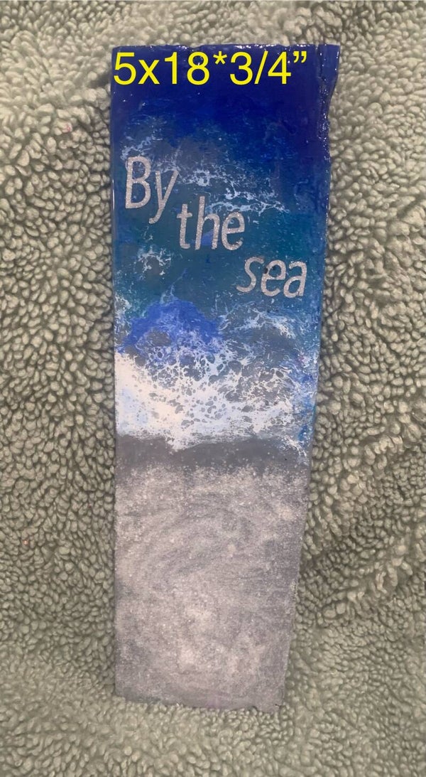 Wood art--resin-By the sea with sand for texture