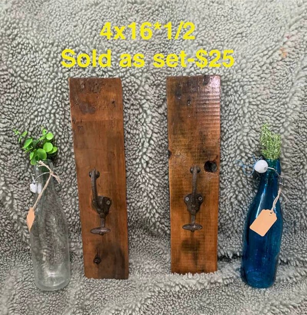Wood art/Set with glass hangers