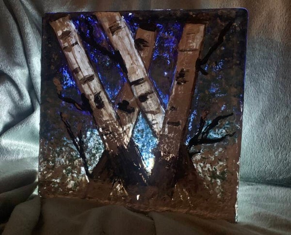 Glass art with fairy lights