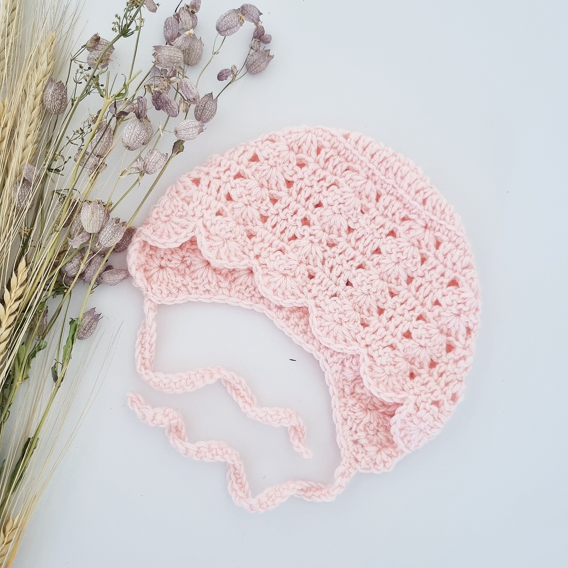 Babybonnet merino NB-40cm rose