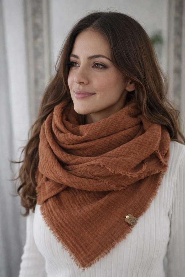 Musselintuch Erwachsener | Decke 130cm schokobraun