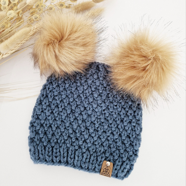 Merino Kinder Mütze Kopfumfang 44/46cm marineblau - Bommel auswählbar