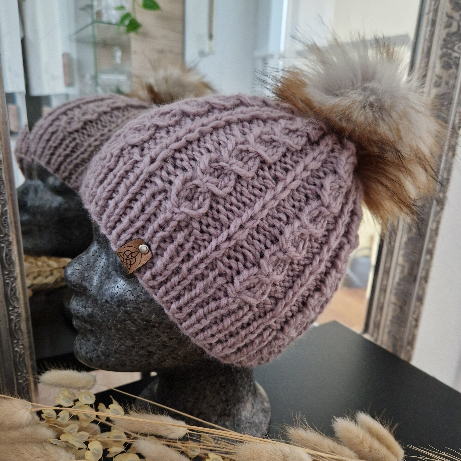 Merino Erwachsenen Mütze 56/60cm rosenholz