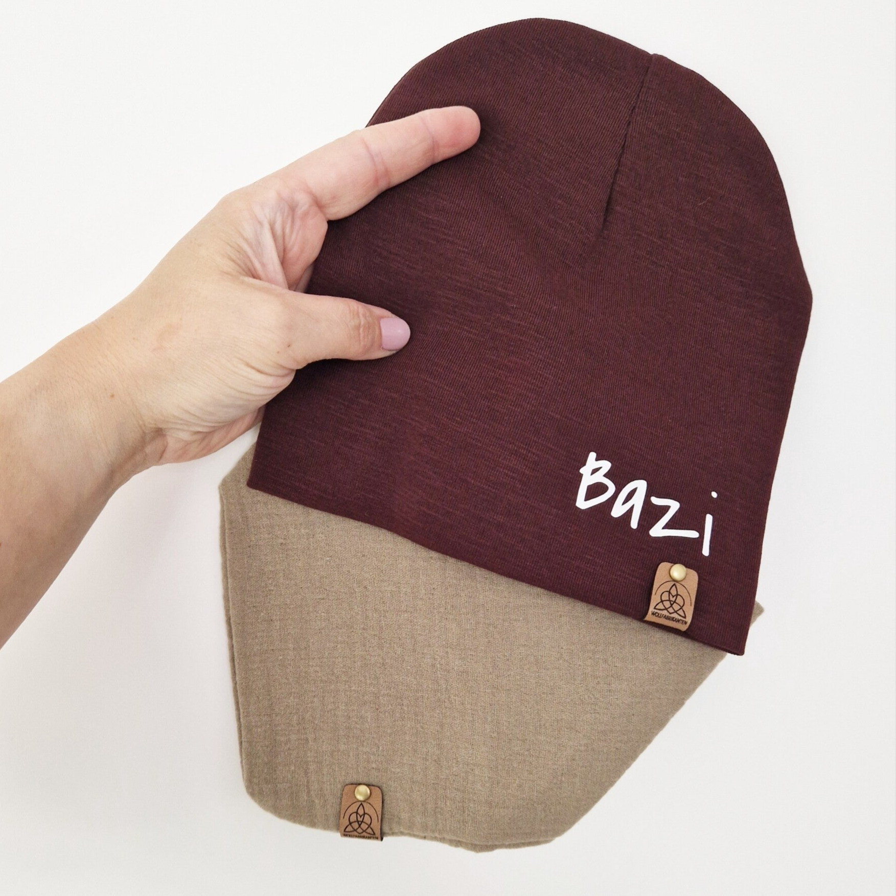 Beanie Set braun | beige "Bazi" Kopfumfang 48/50cm