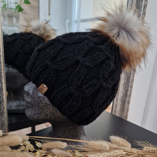 Merino Erwachsenen Mütze 56/60cm schwarz