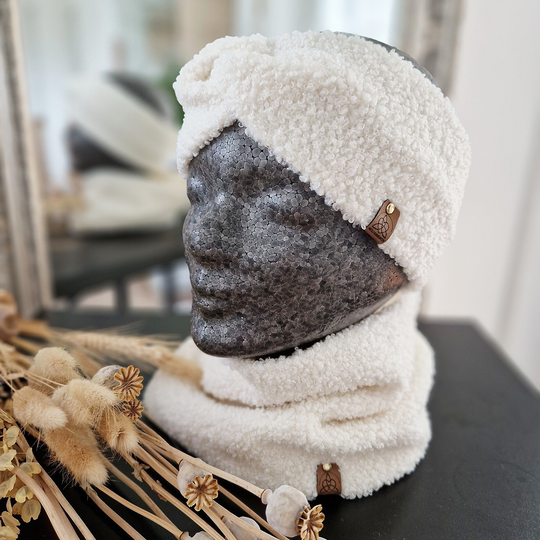 Teddy-Haarband cremeweiß