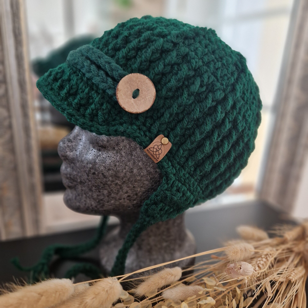 Merino Cap tannengrün 50/54cm Kopfumfang