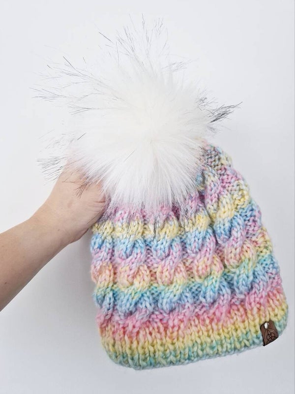 Mütze 52/54cm Merino Regenbogen