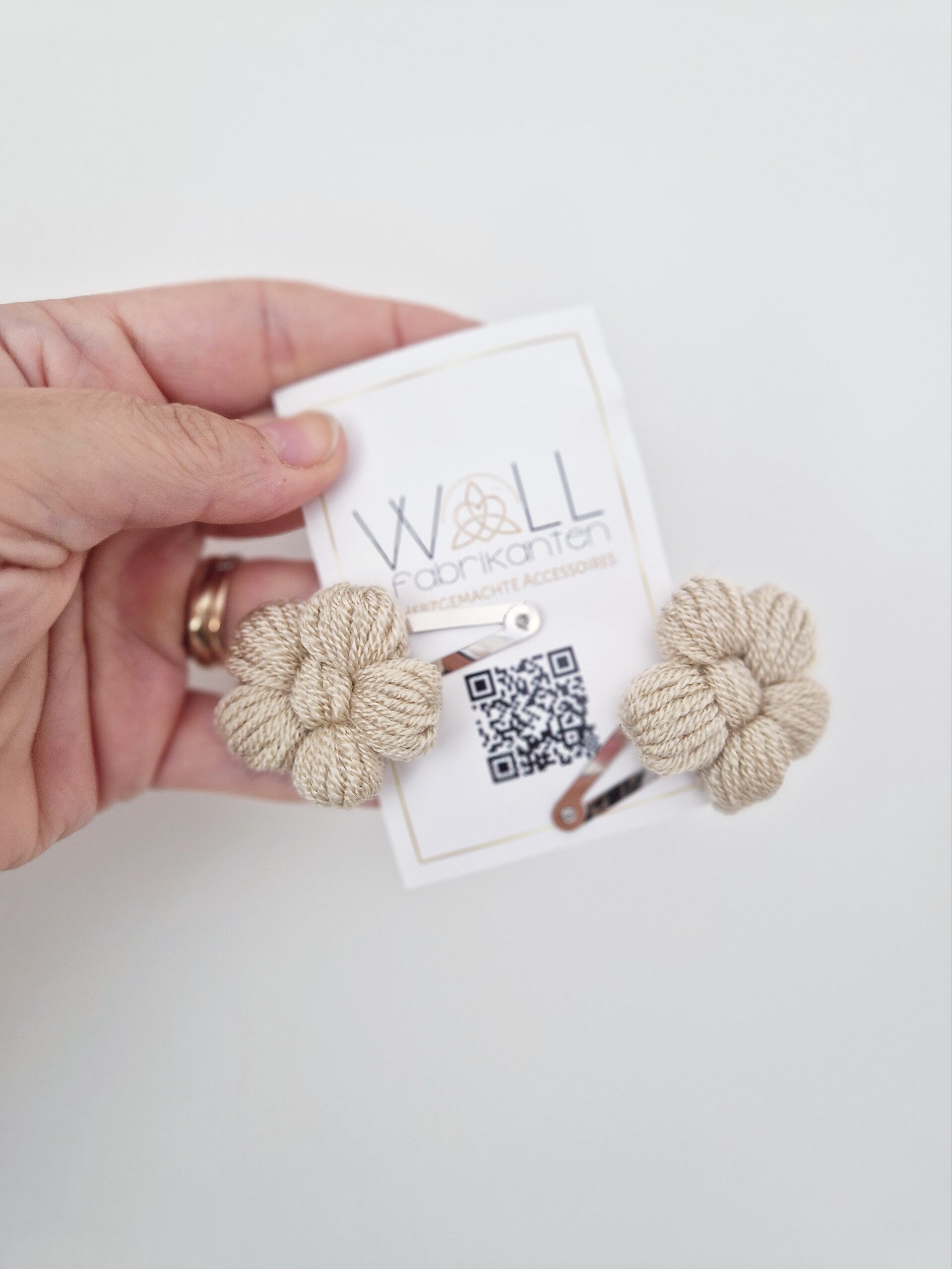 2er Haarspangen Blumen beige