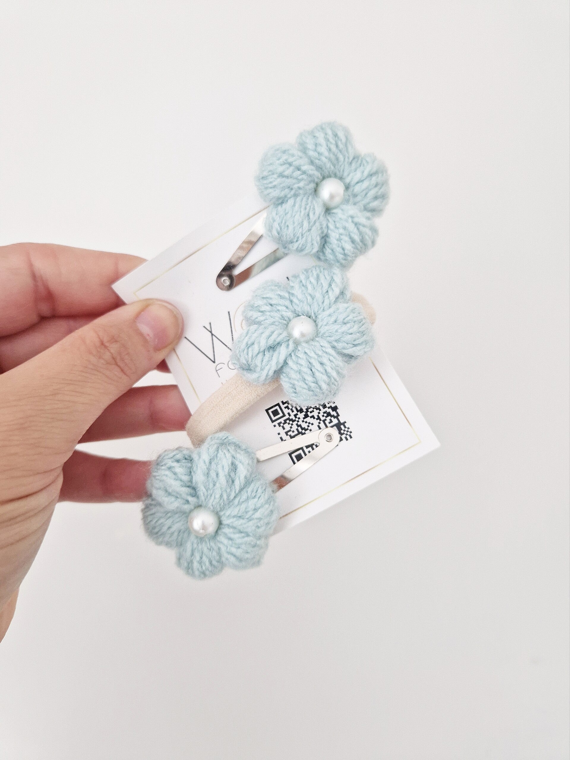 2er Haarspangen & Haargummi Blumen altmint