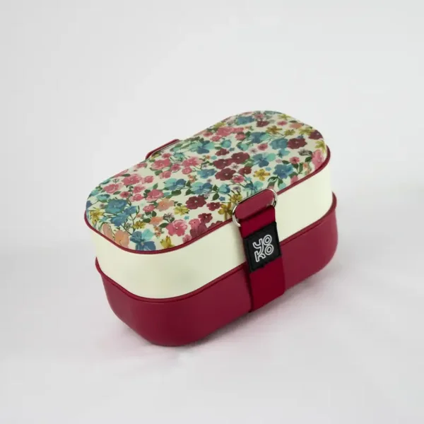 Bento box Giverny met bloemmotief - 1200 ml Rood