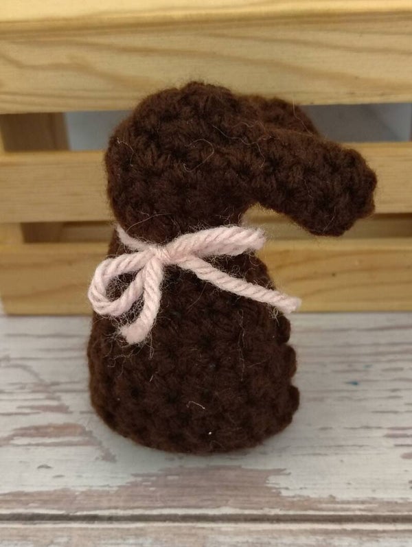 Crocheted Folded Bunny - Chocolate color