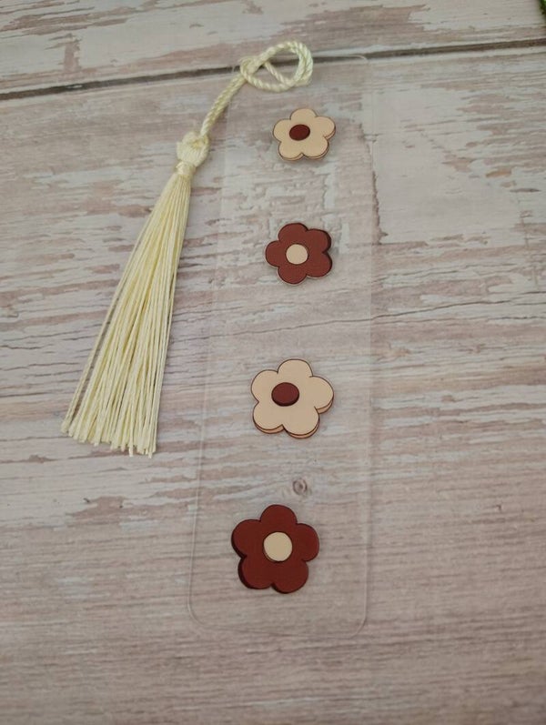 Acrylic Bookmark - Brown Flowers