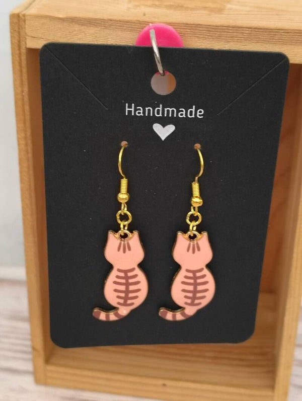 Classy Cat Earrings - Orange Tabby