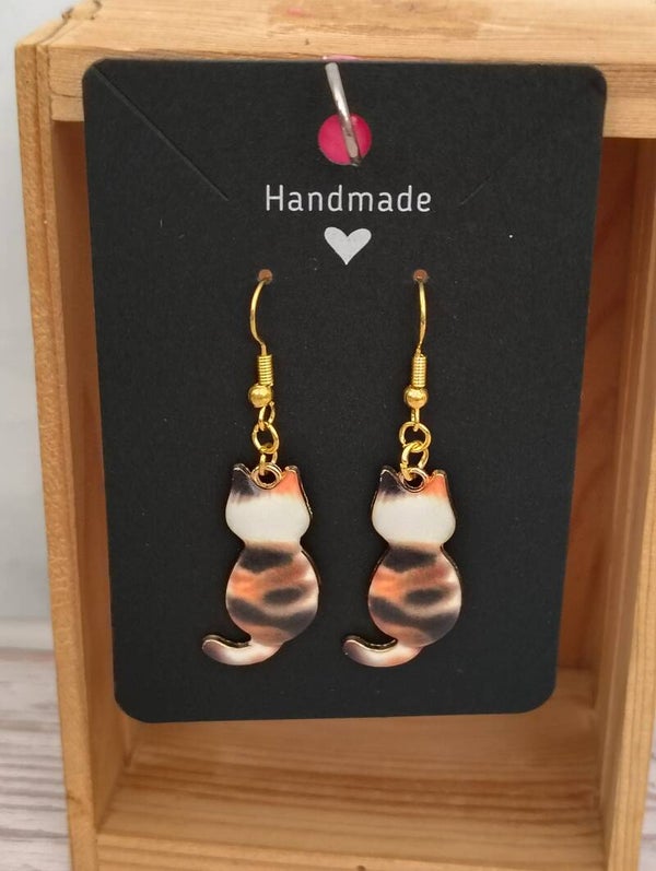 Classy Cat Earrings - Calico