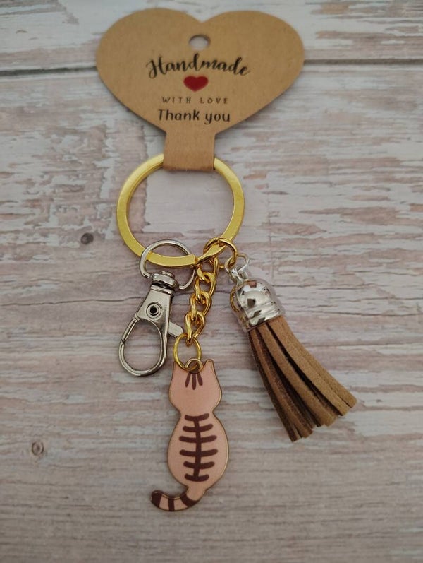 Classy Cat Keychain- Orange Tabby