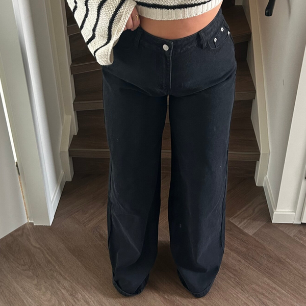 Black denim jeans wide leg