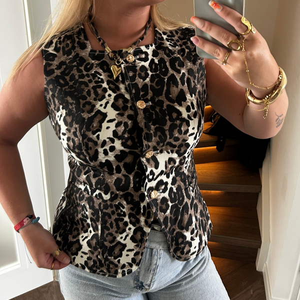 Denim panter top