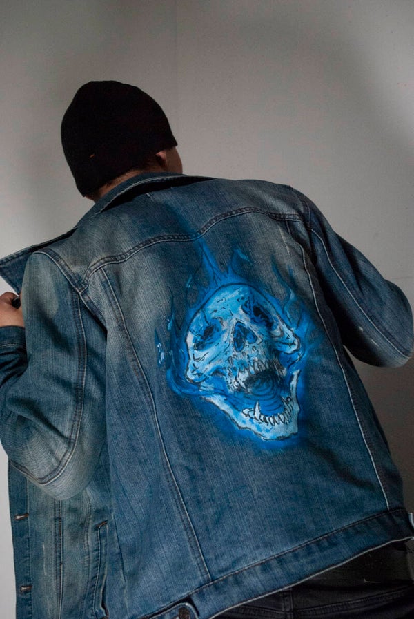 skull torche denim jacket