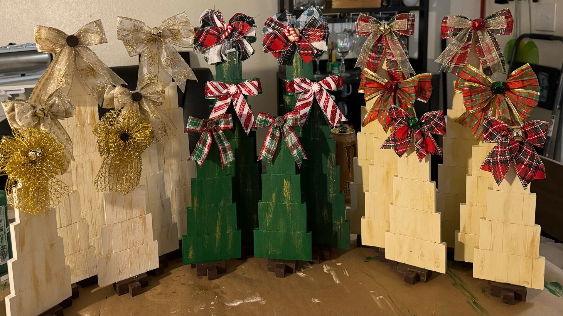 Handmade Jenga Tree Set of 3