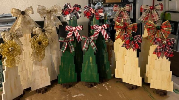 Handmade Jenga Tree Set of 3