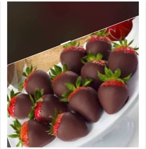 rosas y fresas con chocolates