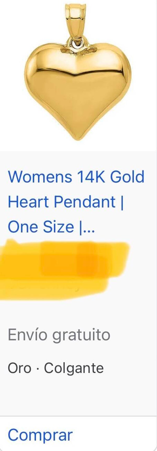 Corazón colgante oro 14