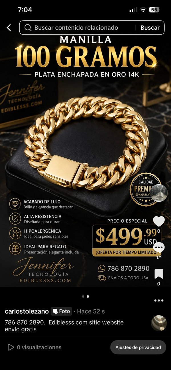 Manilla plata enchape oro 14  100 gramos