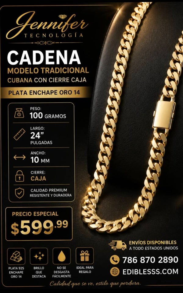 Cadena plata enchape oro 14  24 “  100 gramos