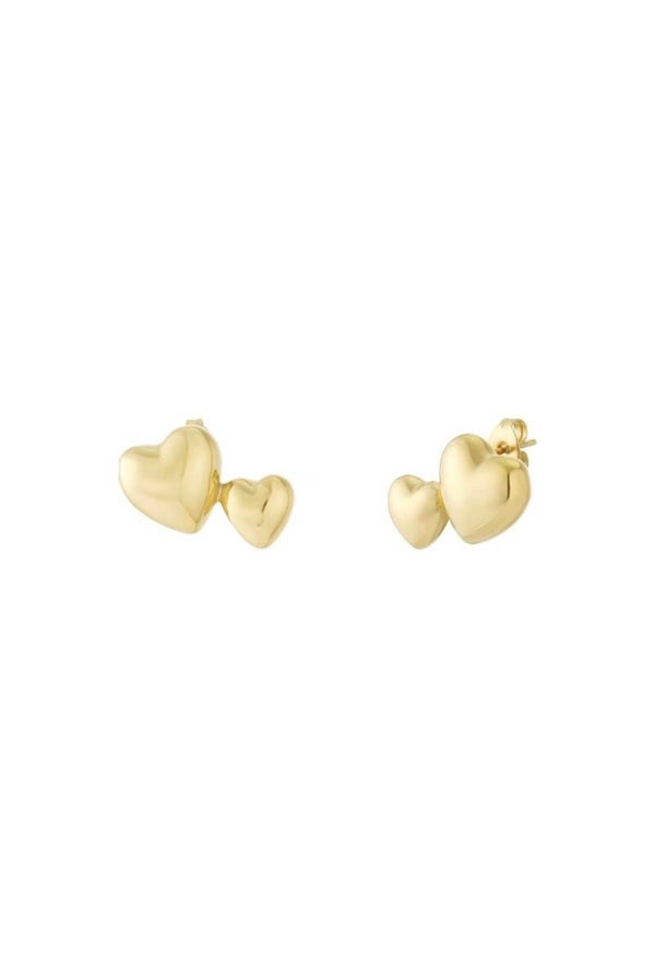 double heart studs