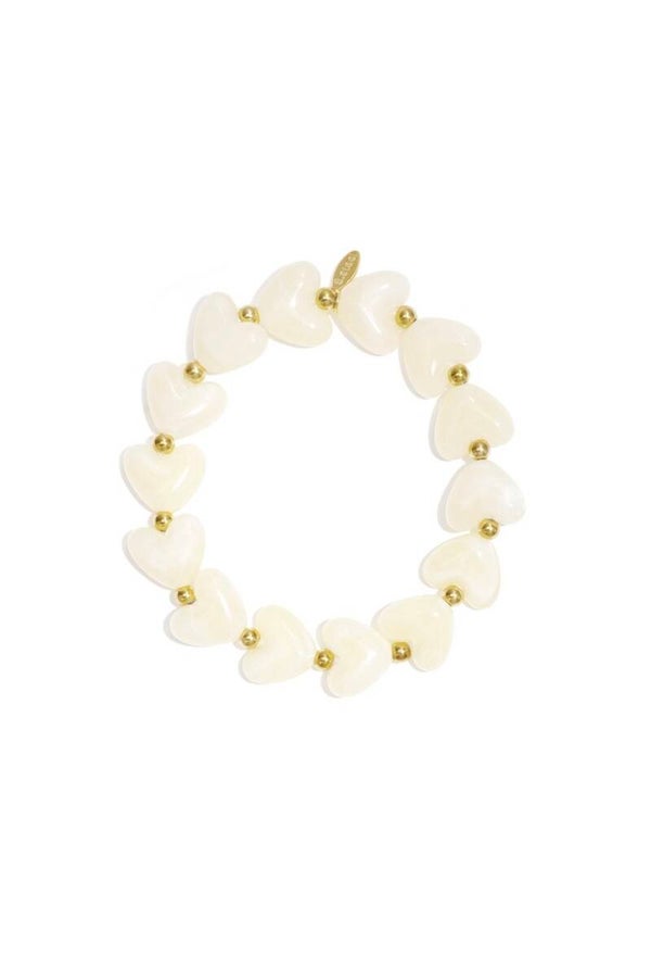 hartjes armband wit
