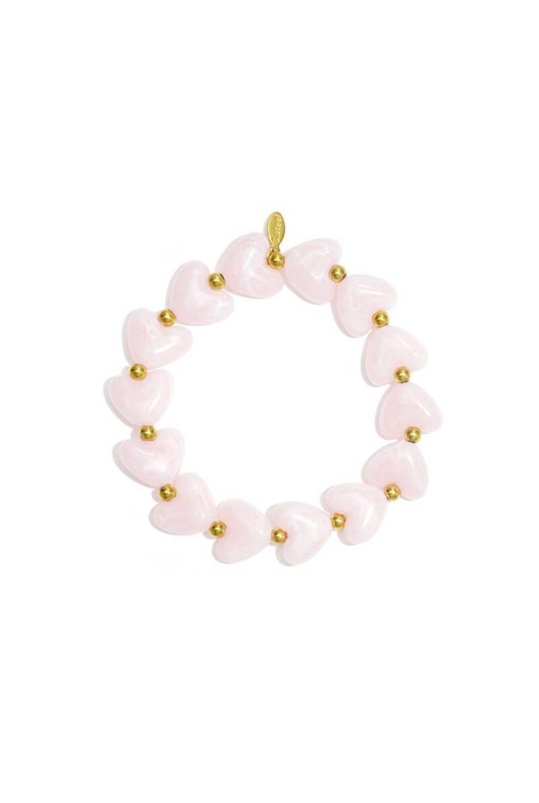 hartjes armband licht roze