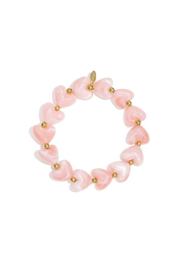 hartjes armband roze