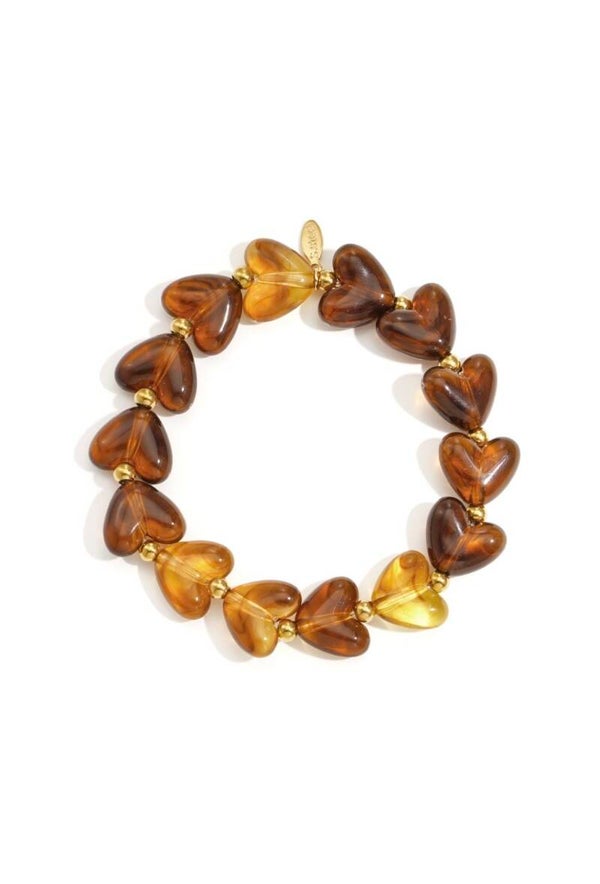 hartjes armband bruin