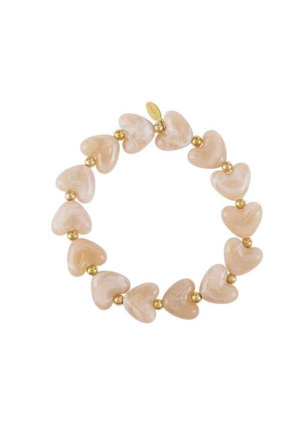 hartjes armband beige