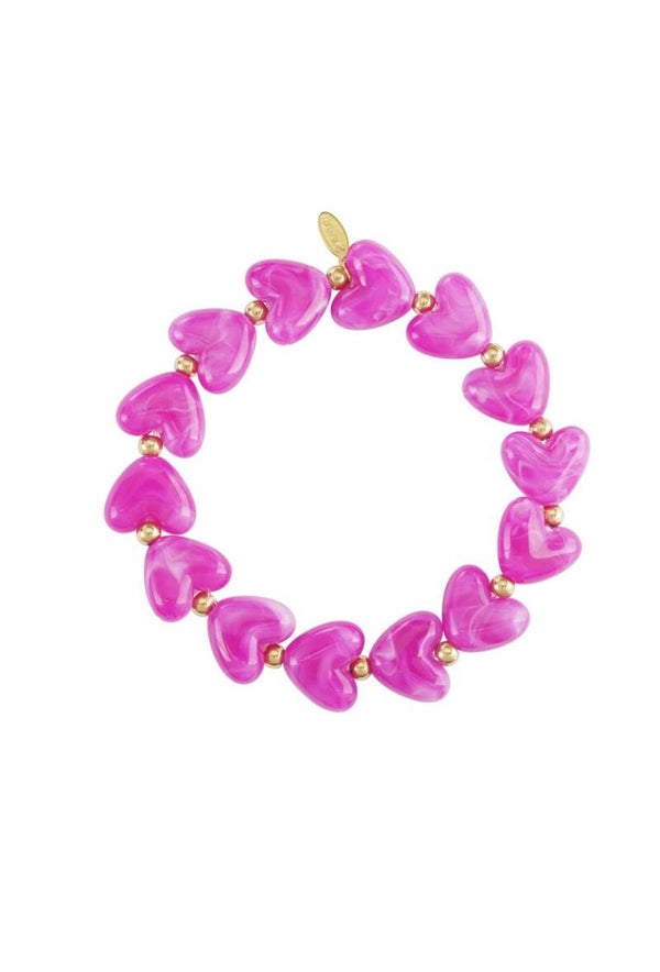 hartjes armband fluo roze
