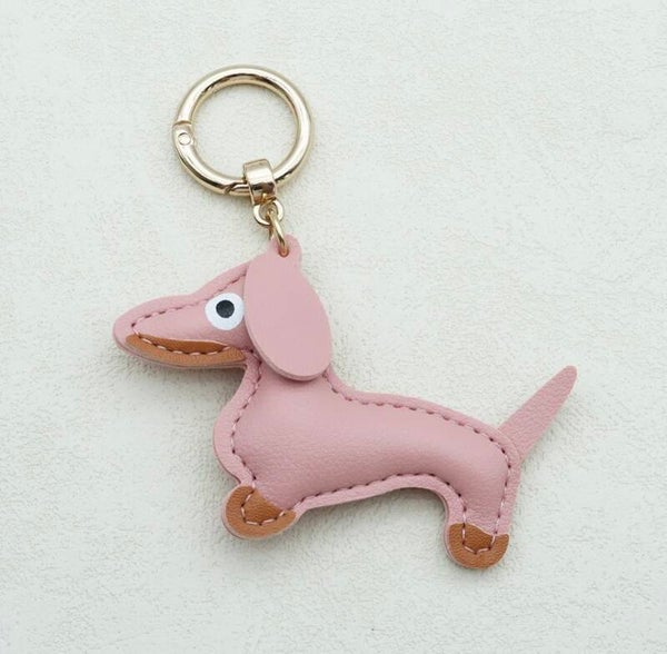 teckel sleutelhanger licht roze