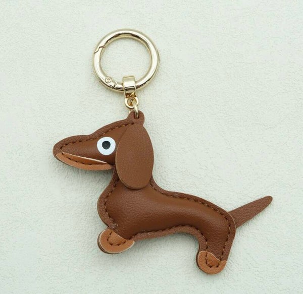 teckel sleutelhanger bruin