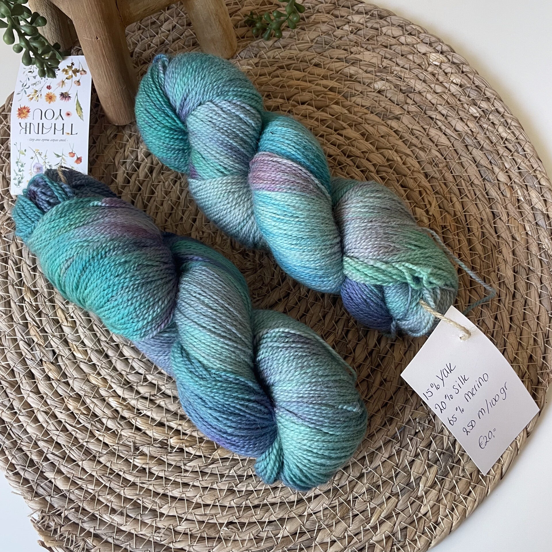 Sport Weight garen yak, zijde en merino, Turquoise