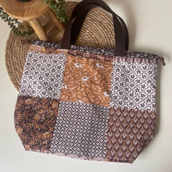 Projecttas XXL Vintage patchwork bruintinten