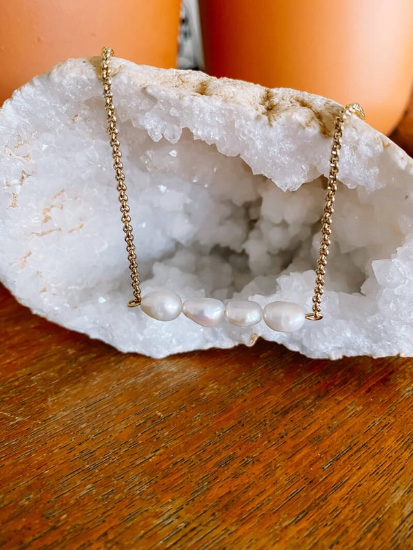 Maxi Bar Pearl Necklace - Gold/Silver