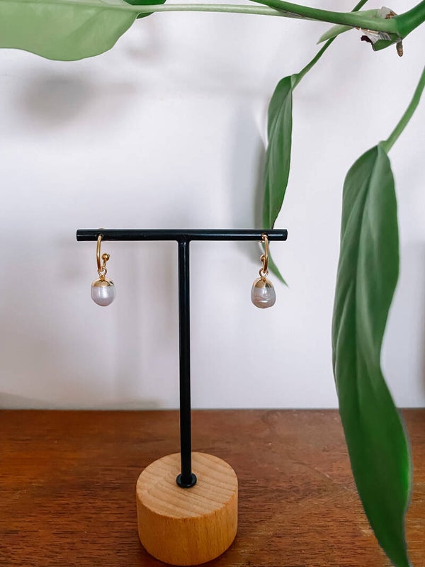 Pearl Charm Earrings - Gold