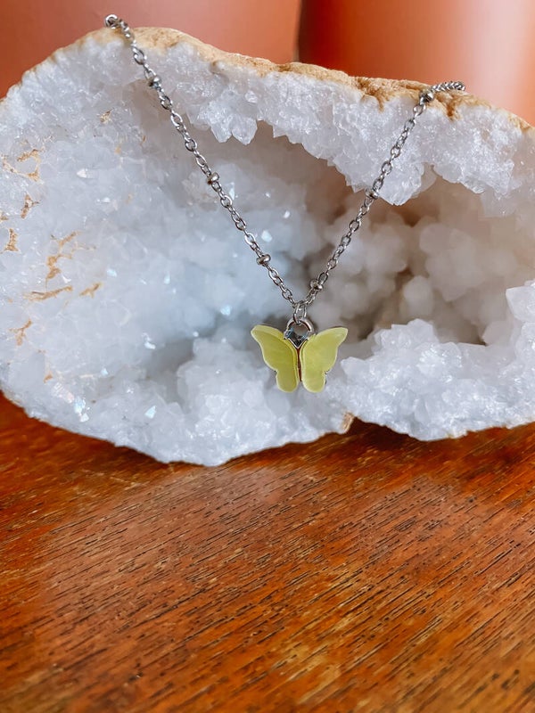 Twinning Mom Daughter Butterfly Necklace - Silver