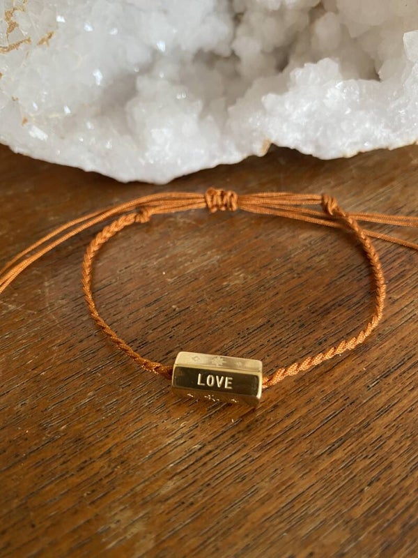 Macramé message beads bracelet - Gold