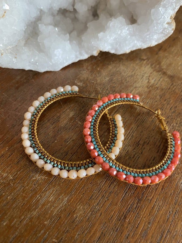 Big Hoop Miyuki Earrings - Gold