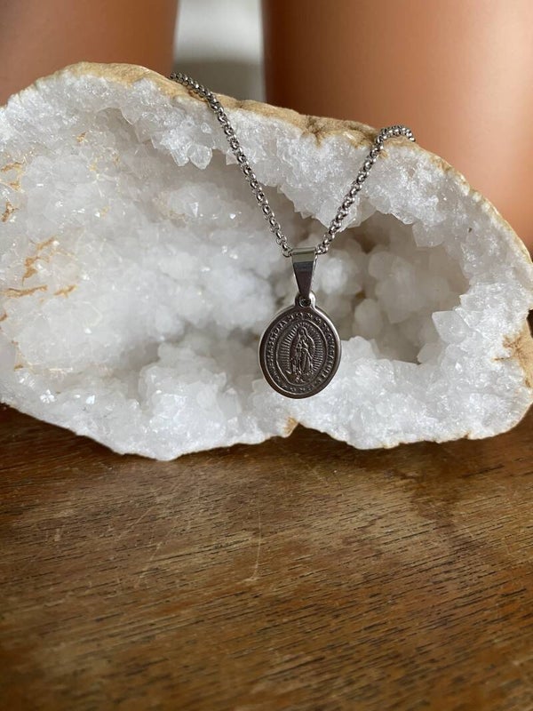 Necklace - Mother of Guadeloupe Oval - Gold/Silver
