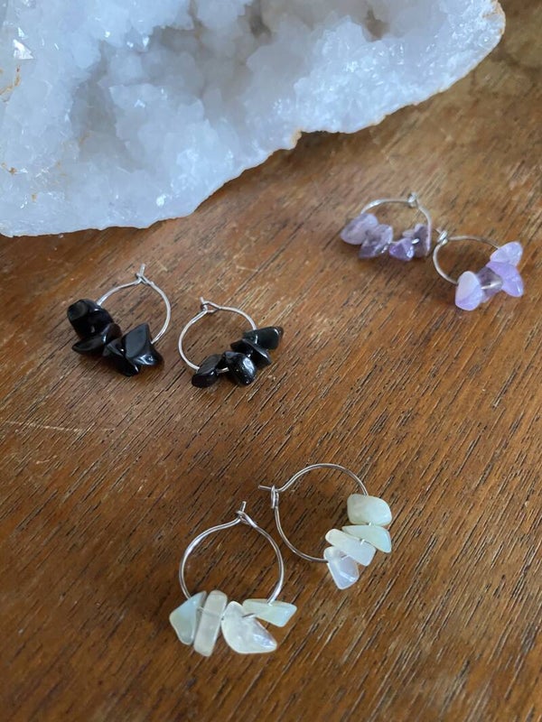 Chip Stone Mini Hoops - Zilver