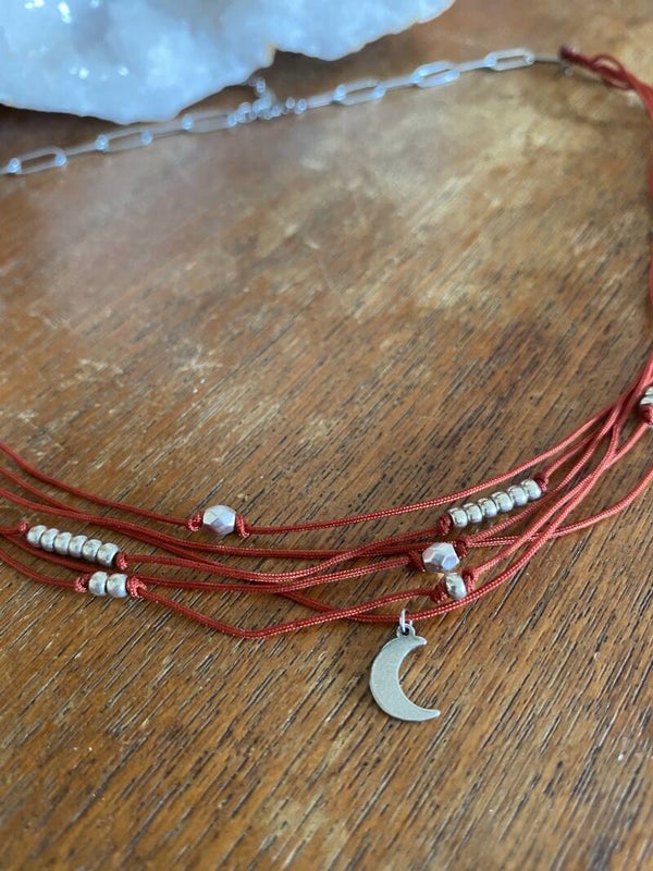 Macramé Choker Necklace - Silver