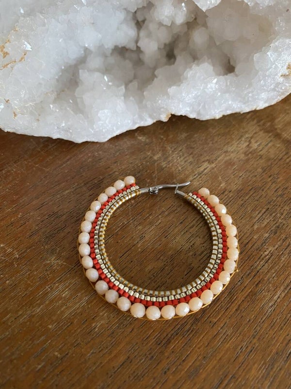 Big Hoop Miyuki Earrings - Silver